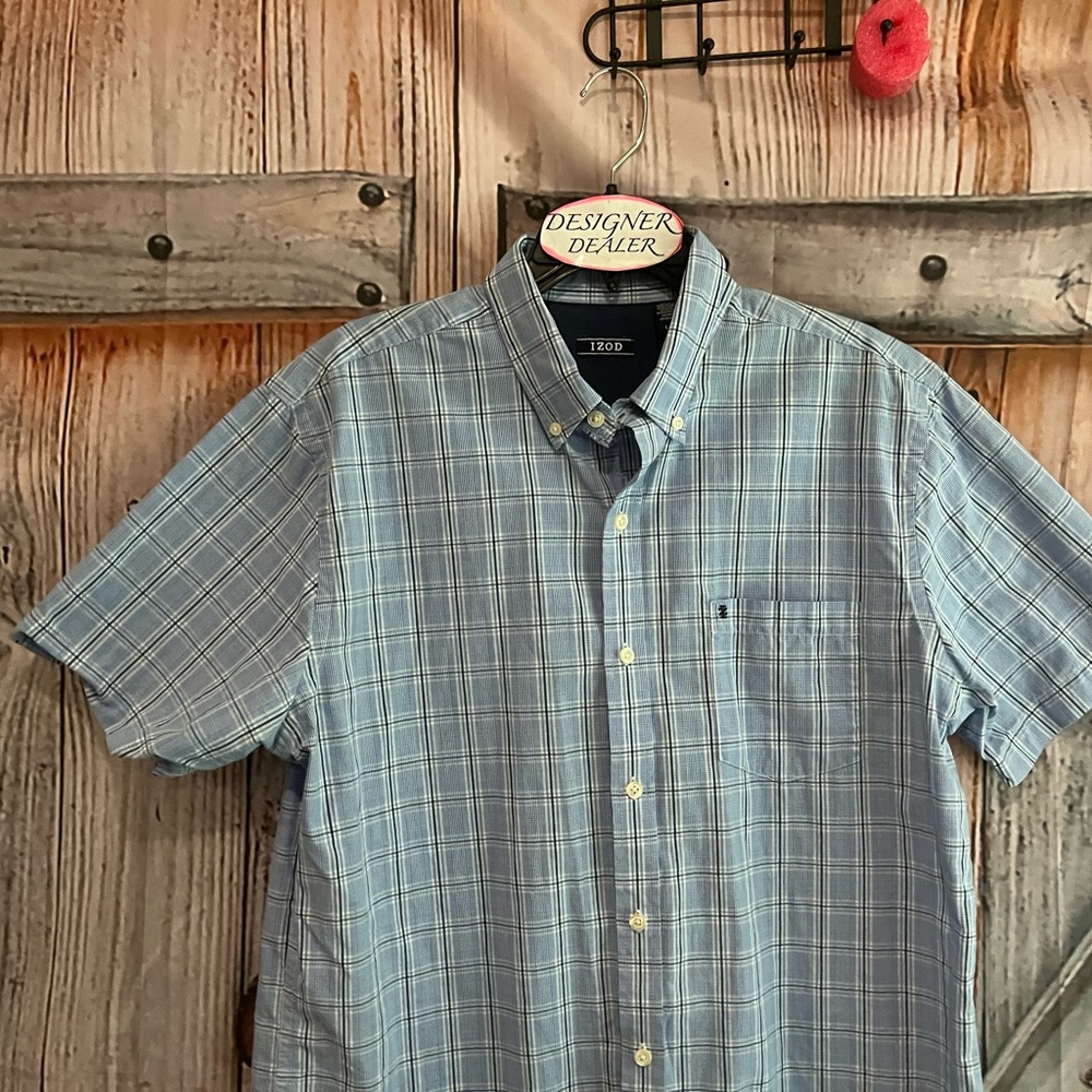Men’s IZOD Blue Plaid Button Down Shirt Size Large VGC! - Picture 3 of 12